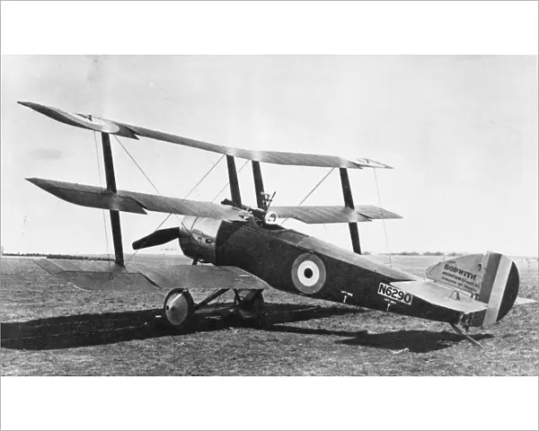 British Sopwith triplane on airfield, WW1