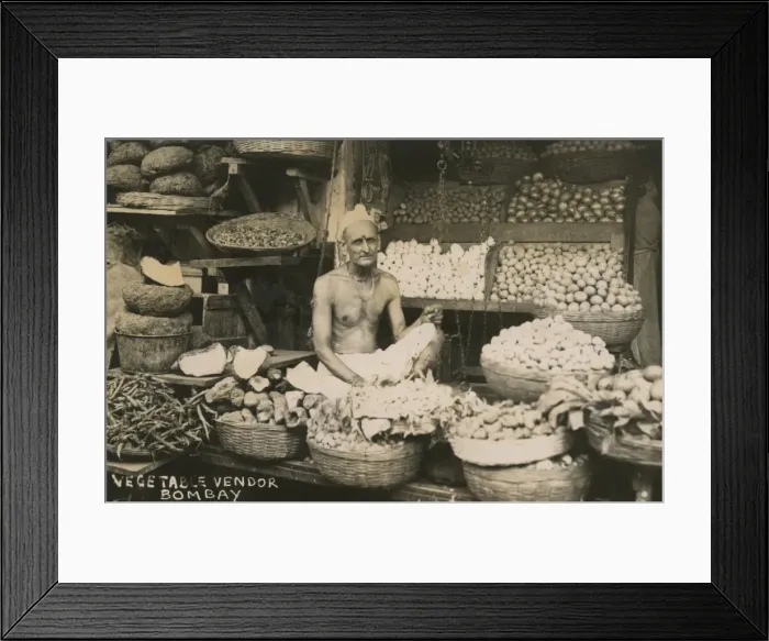 Framed Print : Vegetable Vendor - Bombay, India Framed Print : Vegetable Vendor - Bombay, India