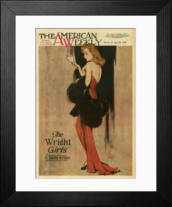 Framed Print : David Wright woman in red evening dress Framed Print : David Wright woman in red evening dress
