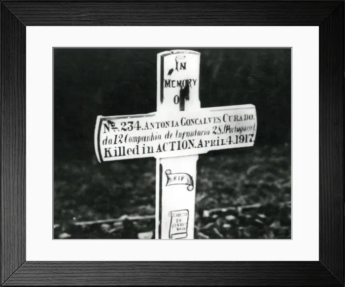 Framed Print : Memorial to first Portuguese soldier killed in action, WW1 Framed Print : Memorial to first Portuguese soldier killed in action, WW1