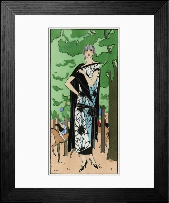 Framed Print : Young lady in black and white dress by Lucien Lelong Framed Print : Young lady in black and white dress by Lucien Lelong