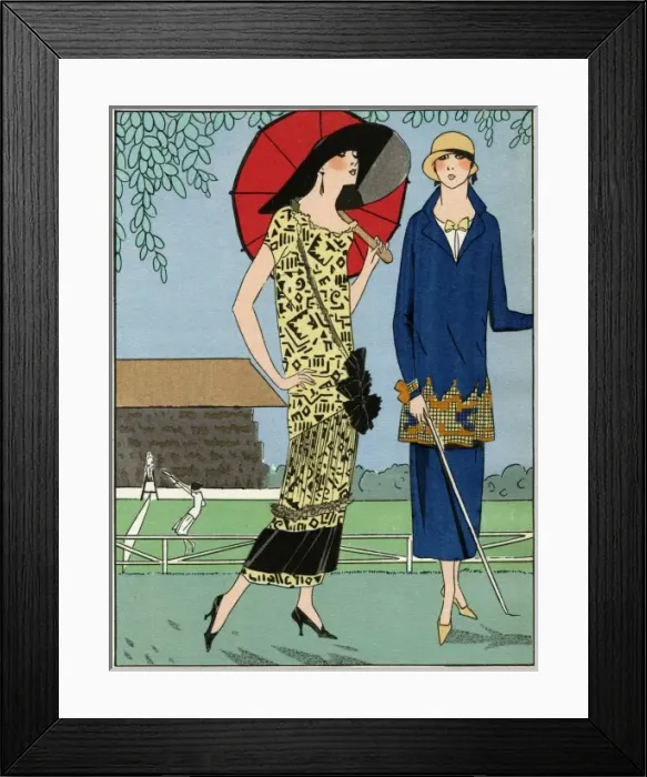 Framed Print : Two ladies in summer outfits by Doucet and Jenny Framed Print : Two ladies in summer outfits by Doucet and Jenny