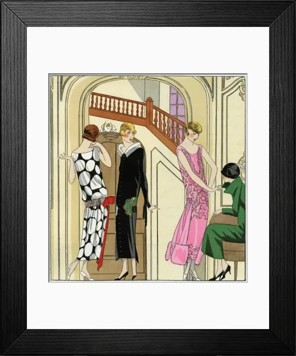 Framed Print : Three young ladies in dresses by Beer Framed Print : Three young ladies in dresses by Beer