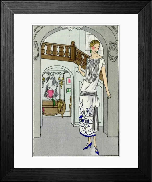 Framed Print : Young lady in white tubular dress by Beer Framed Print : Young lady in white tubular dress by Beer