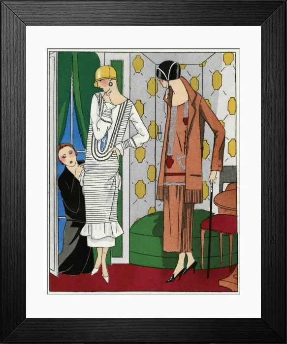 Framed Print : Two ladies in outfits by Bernard Framed Print : Two ladies in outfits by Bernard