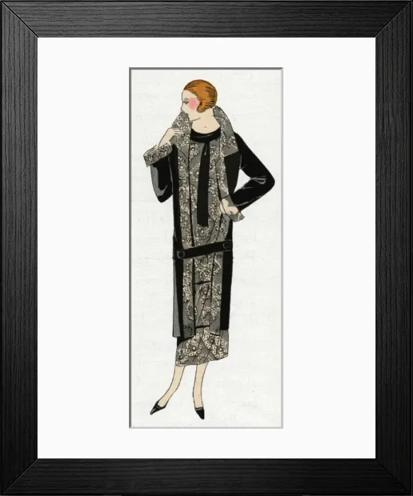 Framed Print : Young lady in black and beige outfit by Molyneux Framed Print : Young lady in black and beige outfit by Molyneux
