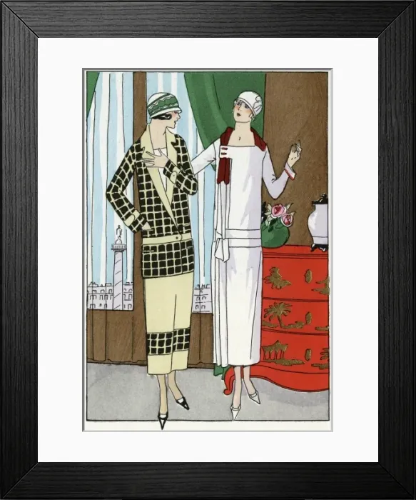 Framed Print : Two ladies in outfits by Premet Framed Print : Two ladies in outfits by Premet