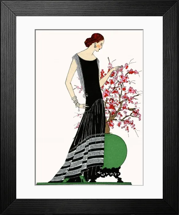 Framed Print : Young lady in black evening dress by Jeanne Lanvin Framed Print : Young lady in black evening dress by Jeanne Lanvin