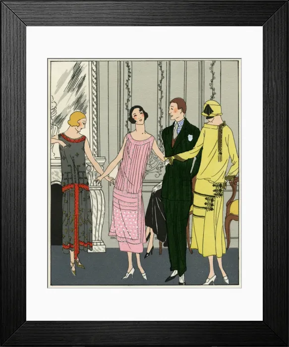 Framed Print : Three women in outfits by Doeuillet Framed Print : Three women in outfits by Doeuillet