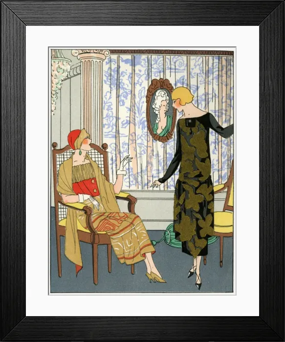 Framed Print : Two ladies in outfits by Doucet Framed Print : Two ladies in outfits by Doucet