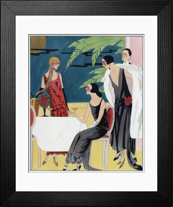 Framed Print : Three evening dresses by Doeuillet and Beer Framed Print : Three evening dresses by Doeuillet and Beer