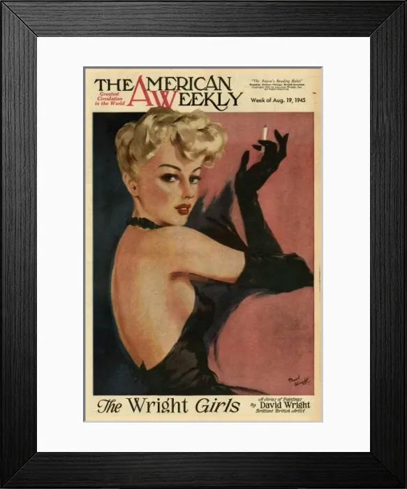 Framed Print : David Wright woman in black evening dress and gloves Framed Print : David Wright woman in black evening dress and gloves