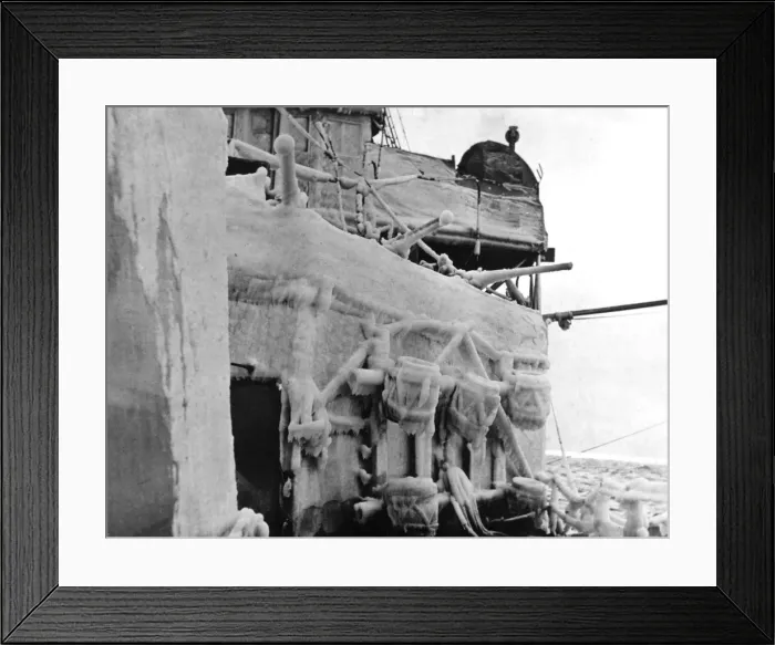 Framed Print : Battleship covered in ice, WW1 Framed Print : Battleship covered in ice, WW1