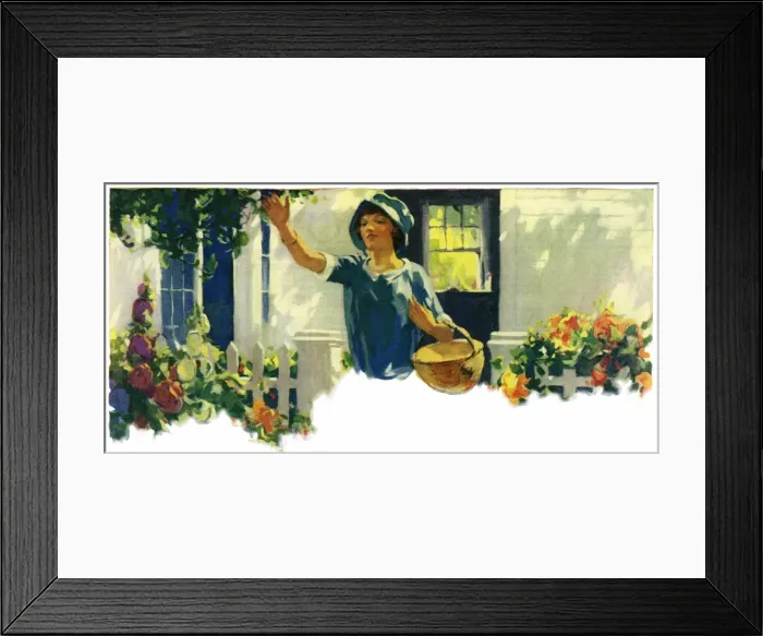 Framed Print : Girl picking fruit Framed Print : Girl picking fruit