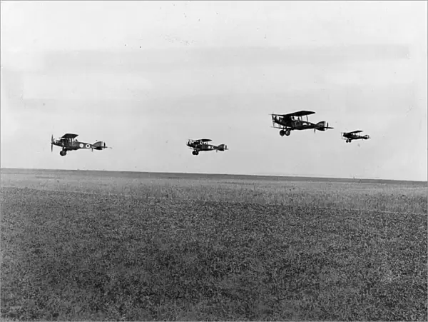 British Bristol fighter planes in flight, France, WW1