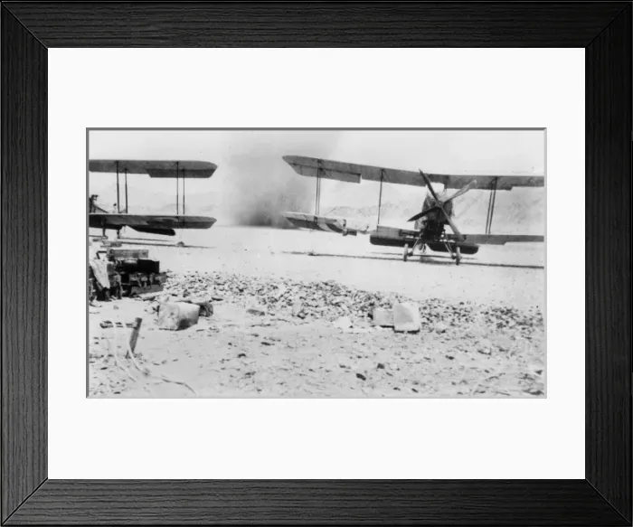 Framed Print : British biplanes in dust storm, Gayadah, Middle East, WW1 Framed Print : British biplanes in dust storm, Gayadah, Middle East, WW1