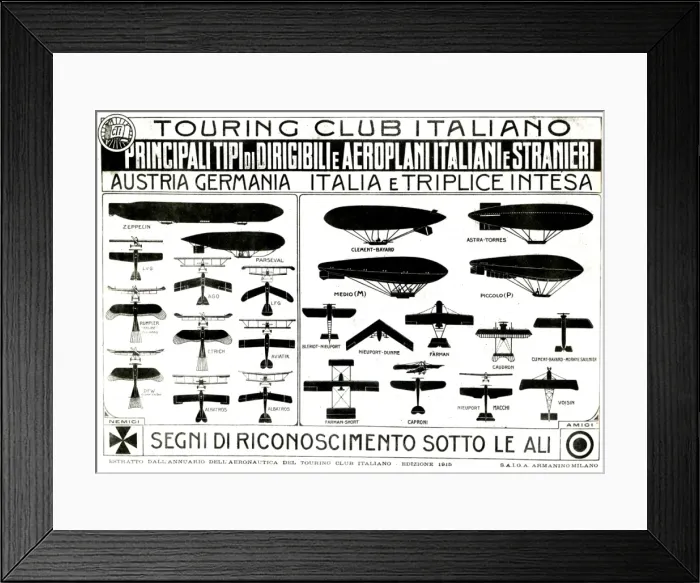 Framed Print : Touring Club Italiano chart, aeroplanes and airships Framed Print : Touring Club Italiano chart, aeroplanes and airships
