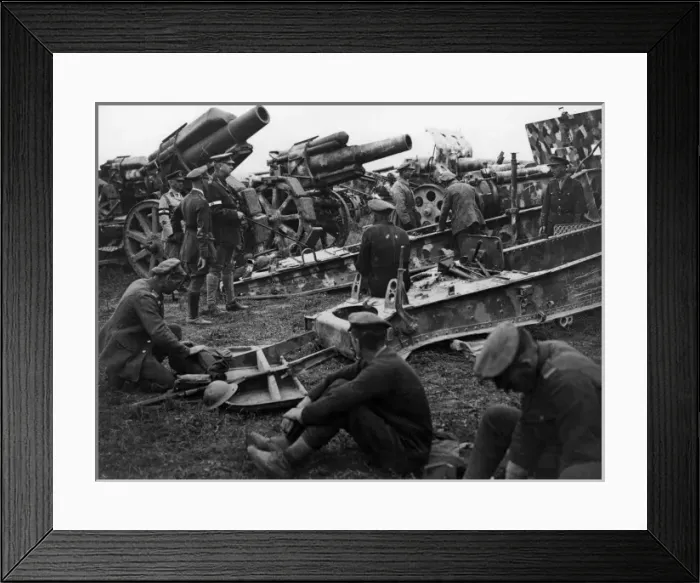 Framed Print : General Sir Arthur Currie with captured German guns Framed Print : General Sir Arthur Currie with captured German guns