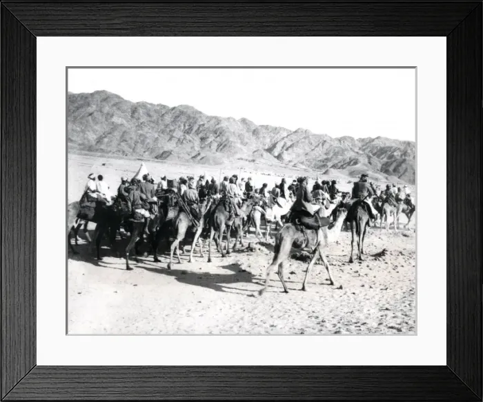 Framed Print : Arabs patrol on the march, Middle East, WW1 Framed Print : Arabs patrol on the march, Middle East, WW1