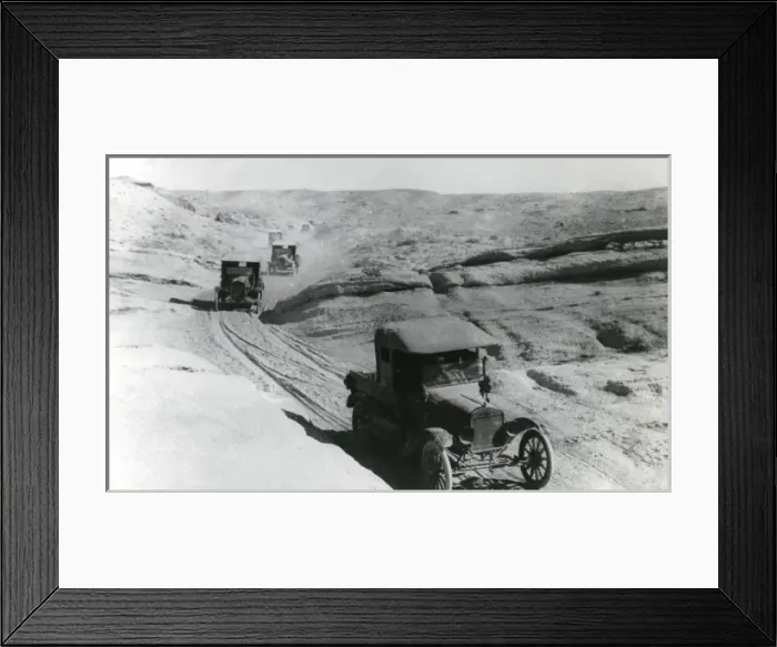 Framed Print : Cars on a dusty road, Palestine, WW1 Framed Print : Cars on a dusty road, Palestine, WW1