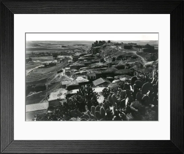 Framed Print : Village on a hill near Gaza, with cacti, WW1 Framed Print : Village on a hill near Gaza, with cacti, WW1