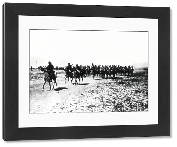 Turkish cavalry in action in Gaza, WW1