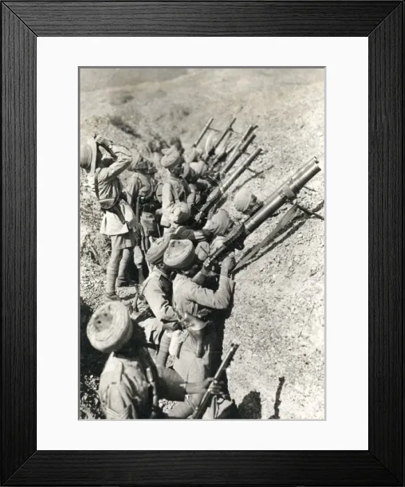Framed Print : Indian troops in trench with Lewis guns, Palestine, WW1 Framed Print : Indian troops in trench with Lewis guns, Palestine, WW1