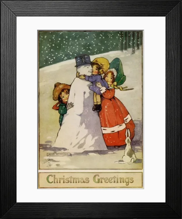 Framed Print : Children and snowman Framed Print : Children and snowman