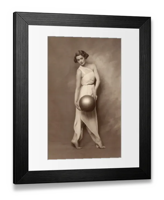 Framed Print : Stylish girl posing with ball Framed Print : Stylish girl posing with ball