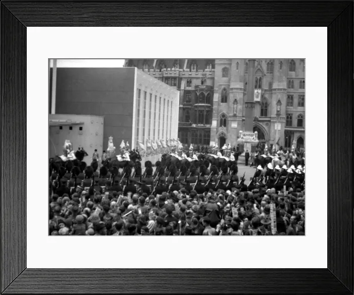 Framed Print : Coronation. Queen Mothers escort moves away Framed Print : Coronation. Queen Mothers escort moves away