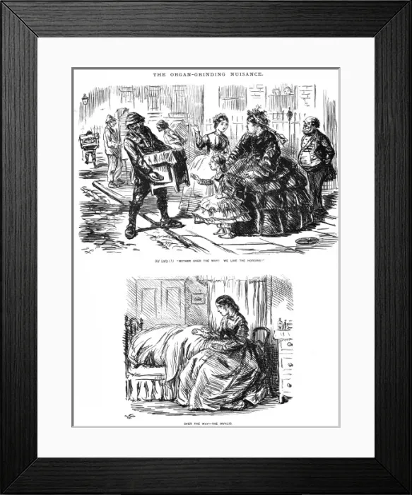 Framed Print : Street music: The organ grinding nuisance, 1864 Framed Print : Street music: The organ grinding nuisance, 1864
