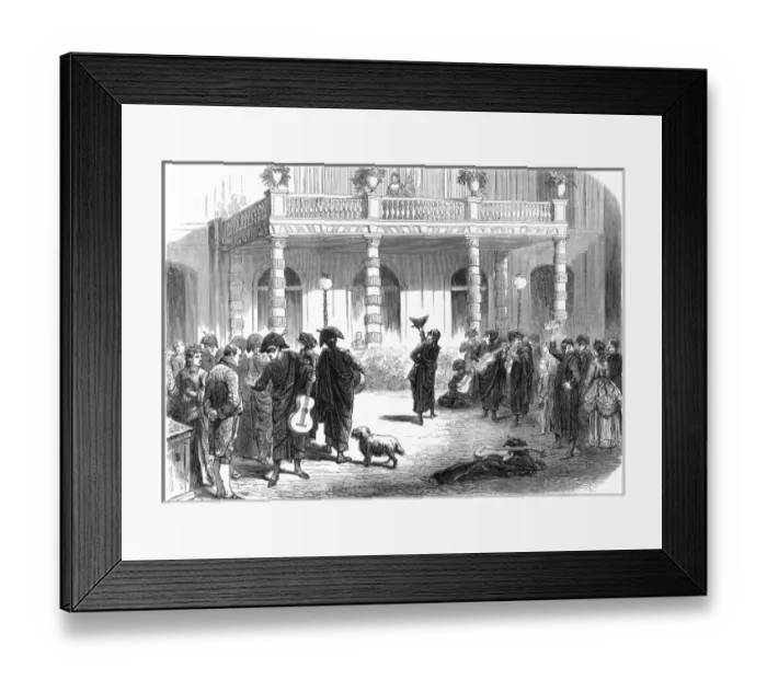 Framed Print : Street music: Queen serenaded, 1870