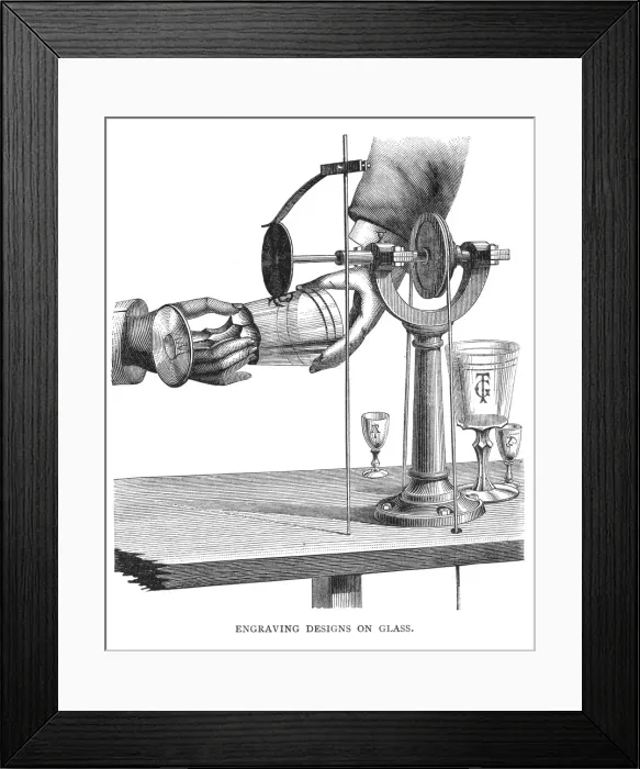 Framed Print : Engraving designs on glass Framed Print : Engraving designs on glass