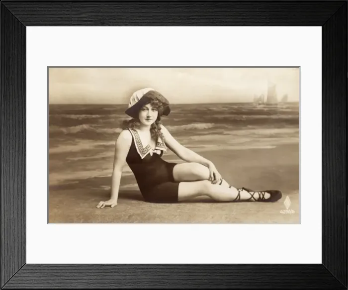 Framed Print : Girl in studio pose in swimwear Framed Print : Girl in studio pose in swimwear