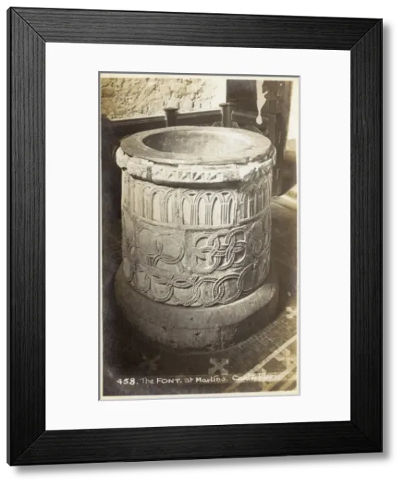 Framed Print : The font in the Church of St Martins, Canterbury Framed Print : The font in the Church of St Martins, Canterbury