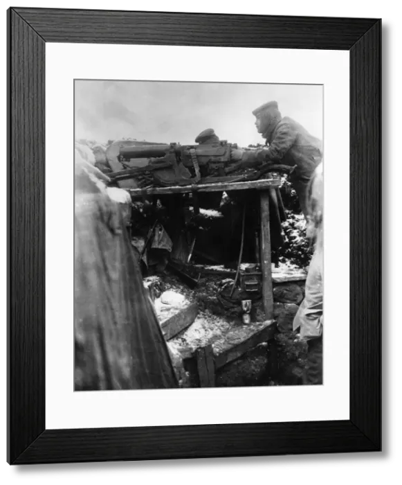 Framed Print : German soldiers with machine guns in trench, WW1 Framed Print : German soldiers with machine guns in trench, WW1