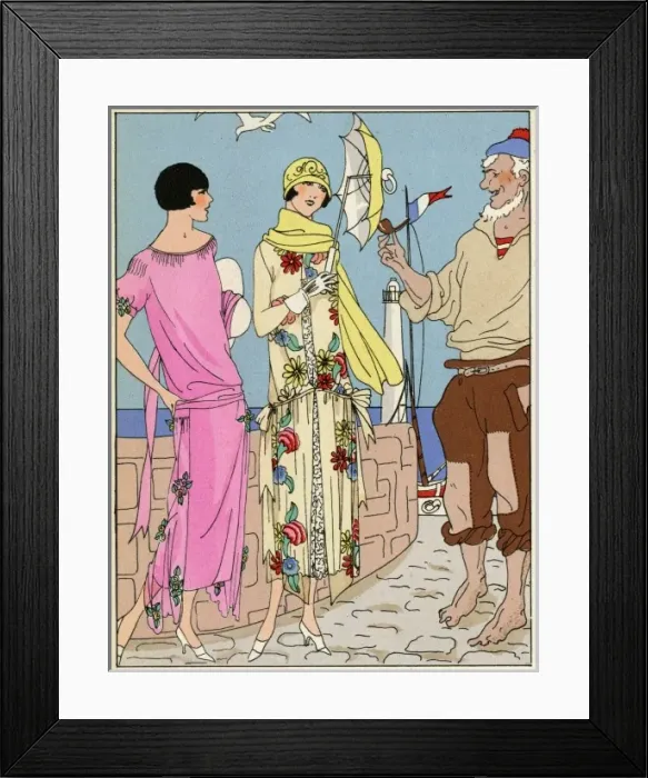 Framed Print : Two ladies in summer outfits by Bernard Framed Print : Two ladies in summer outfits by Bernard