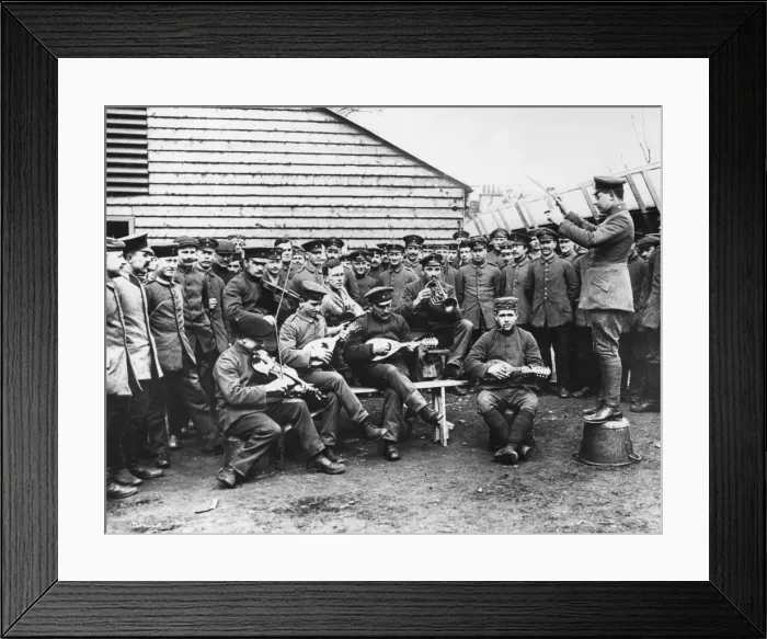 Framed Print : German prisoners of war with musical instruments, WW1 Framed Print : German prisoners of war with musical instruments, WW1