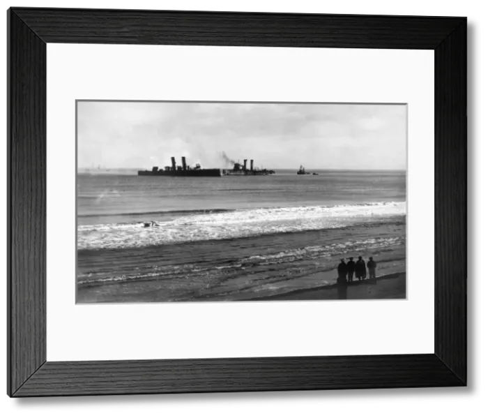 Framed Print : View of British ships from Ostend, Belgium, WW1 Framed Print : View of British ships from Ostend, Belgium, WW1