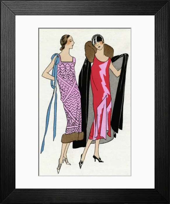 Framed Print : Two ladies in outfits by Jeanne Lanvin and Jean Patou Framed Print : Two ladies in outfits by Jeanne Lanvin and Jean Patou