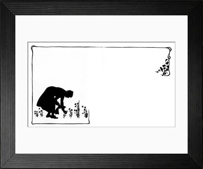Framed Print : Mrs Bobbity weeding her garden Framed Print : Mrs Bobbity weeding her garden