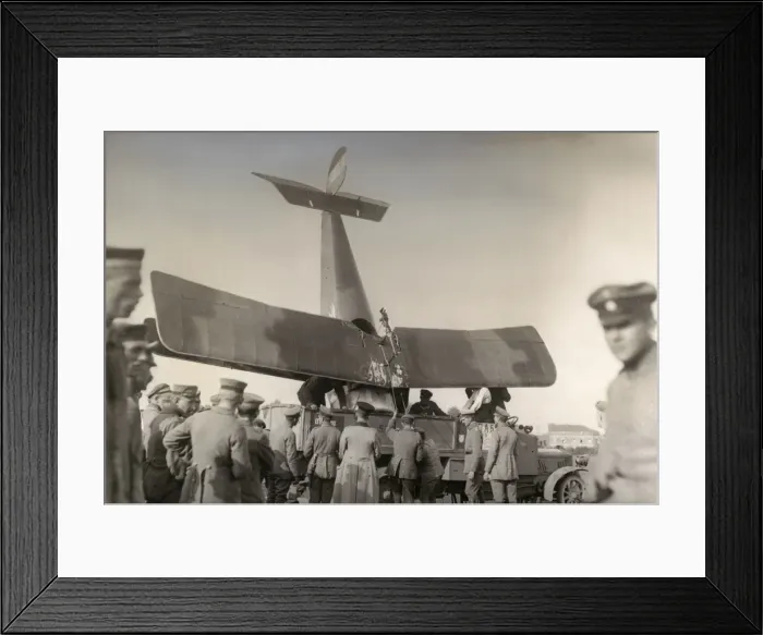 Framed Print : Enemy plane shot down, Orne valley, France, WW1 Framed Print : Enemy plane shot down, Orne valley, France, WW1
