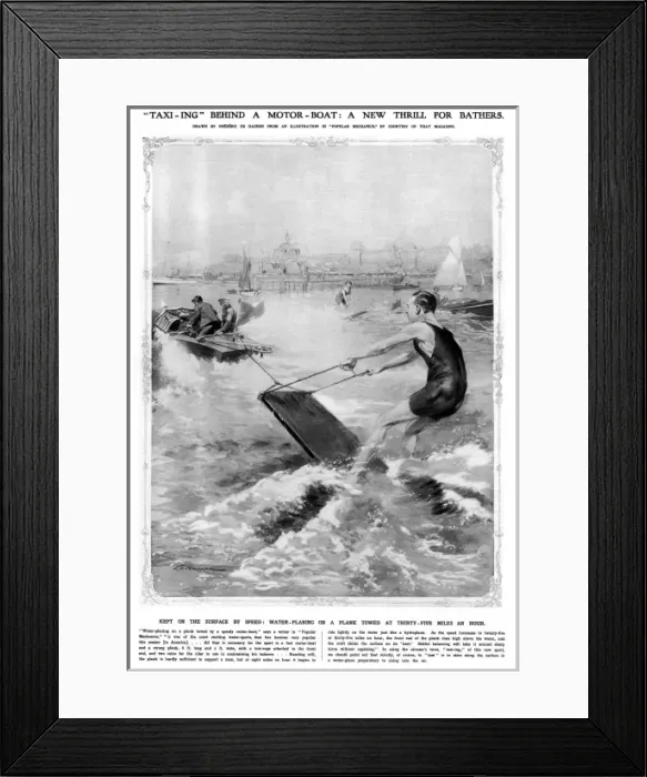 Framed Print : A new thrill for bathers: water sport in 1913 Framed Print : A new thrill for bathers: water sport in 1913