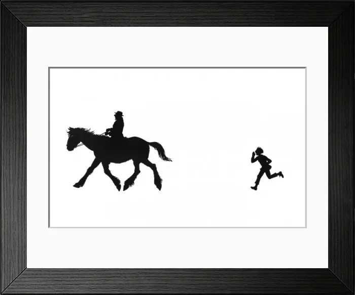 Framed Print : Dunderpate runs after a farmer on his mare Framed Print : Dunderpate runs after a farmer on his mare