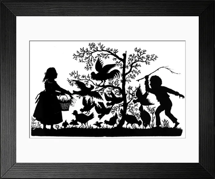 Framed Print : Silhouette - Children and Birds Framed Print : Silhouette - Children and Birds