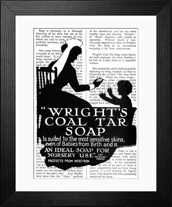 Framed Print : Wrights Coal Tar Soap advertisement Framed Print : Wrights Coal Tar Soap advertisement