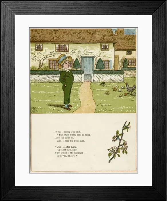 Framed Print : Little boy in a garden in the spring Framed Print : Little boy in a garden in the spring
