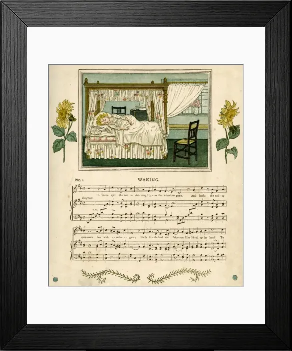 Framed Print : Illustration with music, Waking Framed Print : Illustration with music, Waking