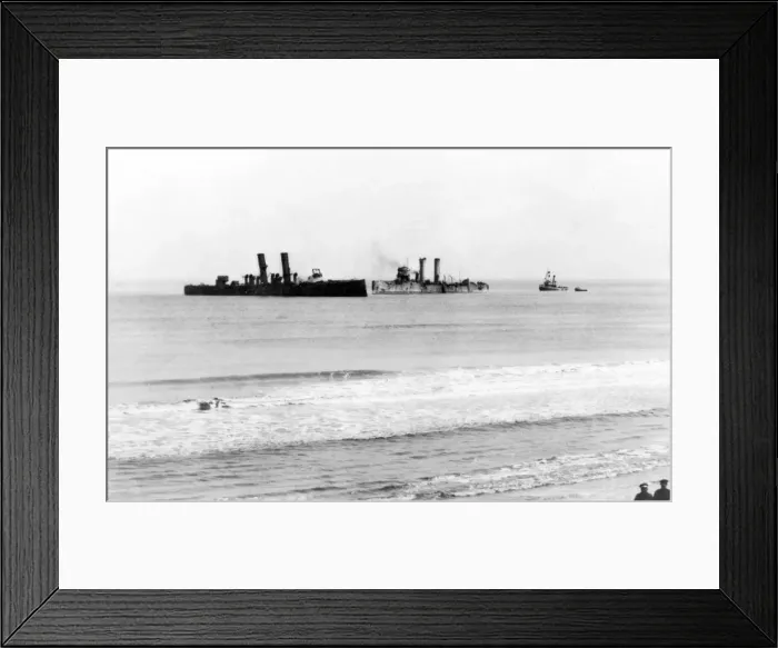 Framed Print : View of British ships from Ostend, Belgium, WW1 Framed Print : View of British ships from Ostend, Belgium, WW1