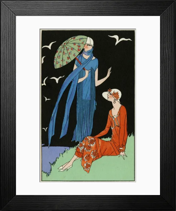 Framed Print : Two ladies in dresses by Beer and Bernard Framed Print : Two ladies in dresses by Beer and Bernard